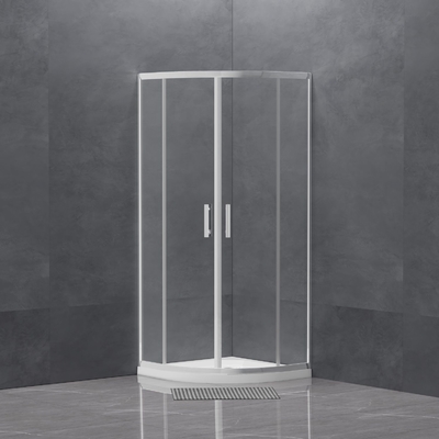 Tempered Glass Shower Enclosure with 2 Handles and Sliding Doors in Black Corner