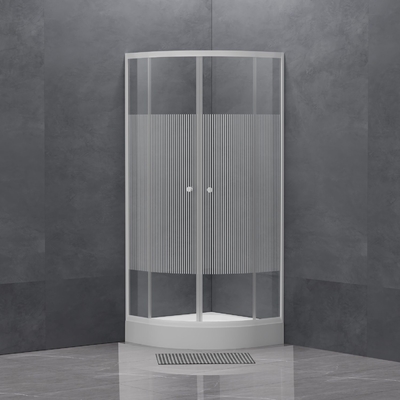 Tempered Glass Shower Enclosure with 2 Handles and Sliding Doors in Black Corner