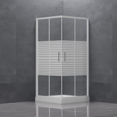 Tempered Glass Shower Enclosure with 2 Handles and Sliding Doors in Black Corner