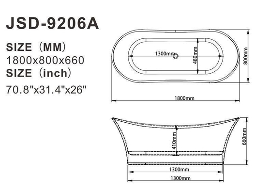 Thick Rim Border Ellipse Acrylic Freestanding Bathtubs for Fast Sales in Nigeria Market