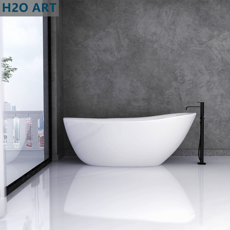 1800mm Outdoor Tub Pipe Free Massage Freestanding Acrylic Bathtub with Whirlpool Jets
